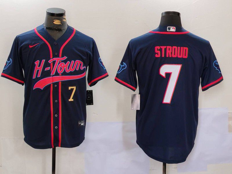 Men Houston Texans 7 Stroud Blue Second generation joint name 2024 Nike Limited NFL Jersey style 2